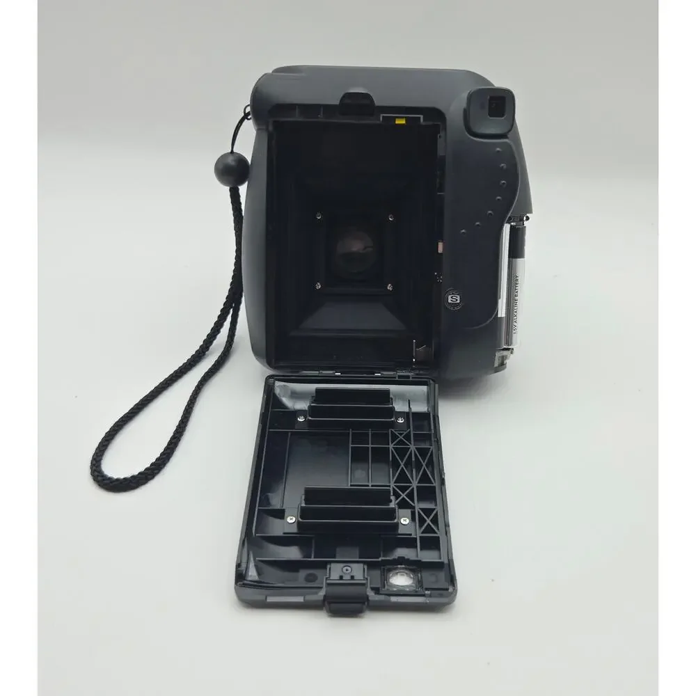 Fujifilm Instax Mini 8 Black Tested & Working W/ Handstrap Missing Battery Cover